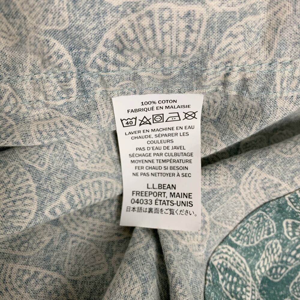 LL Bean Shirt Short Sleeve Traditional Fit Cotton Green Shell Casual Men's L - Picture 7 of 7